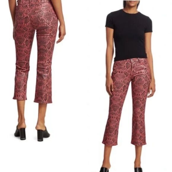 J Brand Houlihan Selena Mid-Rise Crop Boot Cut Coated Kalani Boa Jeans Salmon 24 - Picture 5 of 13